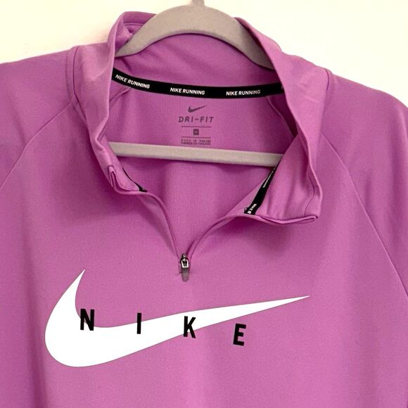 NIKE Women's (2X) Dri-Fit Swoosh Running Jacket, 1/4 Zip, Lightweight, Lavender - Picture 5 of 10